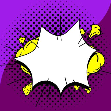 Comic Blank Speech Bubble With Copy Space And Colorful Doodles.