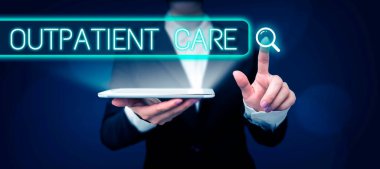 Conceptual display Outpatient Care, Business overview the final result of something or how the way things end up