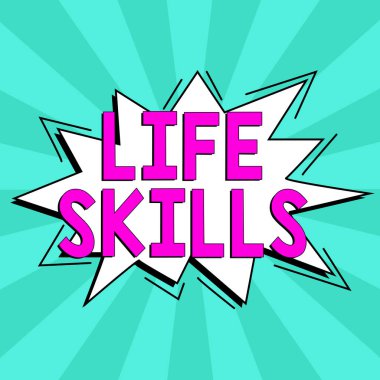 Yaşam becerileri kavramsal başlık, iş konsepti gerekli ya da istenilen her gün tam katılım