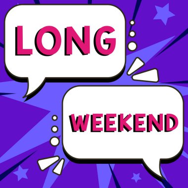 İlham veren uzun hafta sonu, iş genel görünümü uzun tatil sezonu dinlenme zamanı gösteren metin
