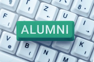 Text caption presenting Alumni, Internet Concept former pupil or student especially male one of particular school