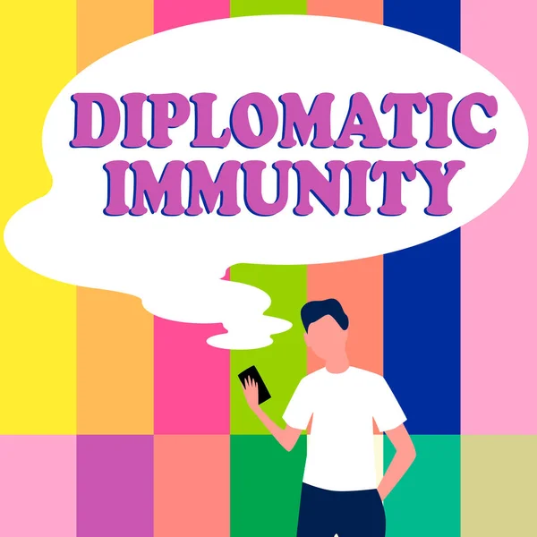 Hand Writing Sign Diplomatic Immunity Business Overview Law Gives Foreign — Fotografia de Stock