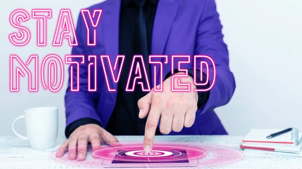 Text Sign Showing Stay Motivated Business Showcase Reward Yourself Every — Stock Photo, Image