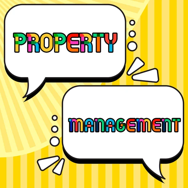 Sign Displaying Property Management Internet Concept Overseeing Real Estate Preserved — Stock Photo, Image