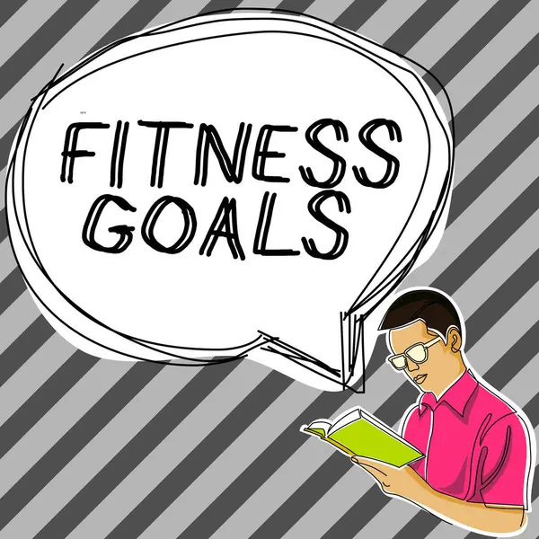 Text caption presenting Fitness Goals, Concept meaning Loose fat Build muscle Getting stronger Conditioning
