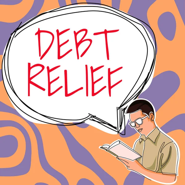 Hand Writing Sign Debt Relief Concept Meaning Partial Total Remission — стоковое фото