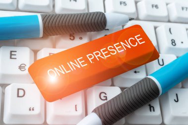 Writing displaying text Online Presence, Business concept existence of someone that can be found via an online search