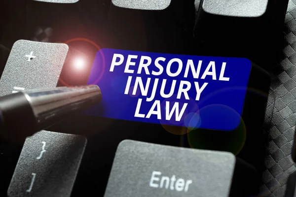 Text caption presenting Personal Injury Law, Business approach being hurt or injured inside work environment