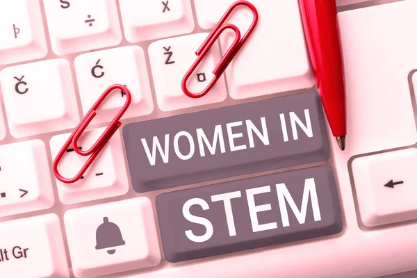 Testo Didascalia Che Presenta Women Stem Business Overview Scienza Tecnologia — Foto Stock