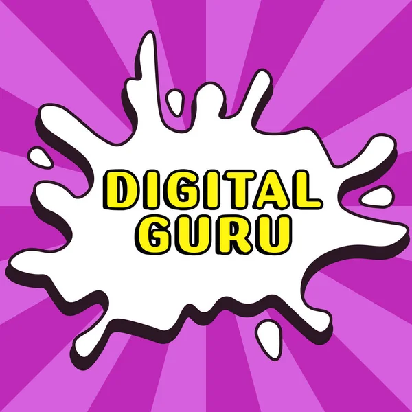 Handskrift Text Digital Guru Word För Lärare Och Intellektuell Guide — Stockfoto