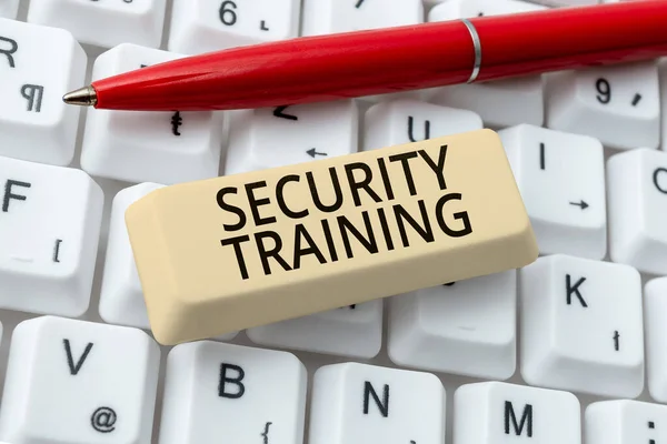 Text caption presenting Security Training, Word Written on providing security awareness training for end users