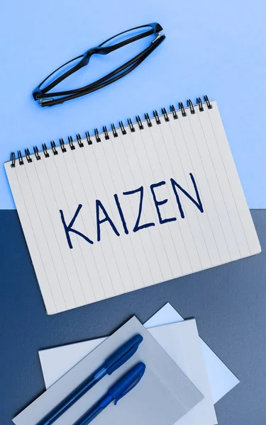 Text showing inspiration Kaizen, Business approach a Japanese business philosophy of improvement of working practices