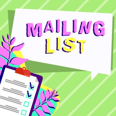 Writing displaying text Mailing List, Business concept list of people who subscribe to a periodic mailing distribution