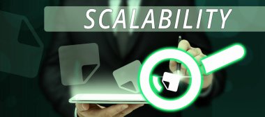 Hand writing sign Scalability, Business idea capable of being easily expanded or upgraded on demand