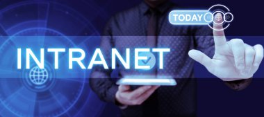 El yazısı metni Intranet, İnternet Konsepti yerel veya kısıtlı iletişim ağı özellikle de özel ağ