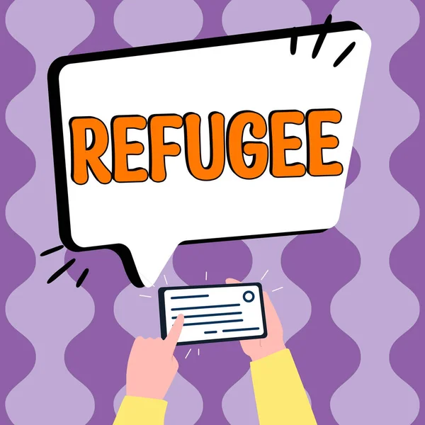 Señal Escritura Mano Refugiado Visión General Las Empresas Refieren Los —  Fotos de Stock