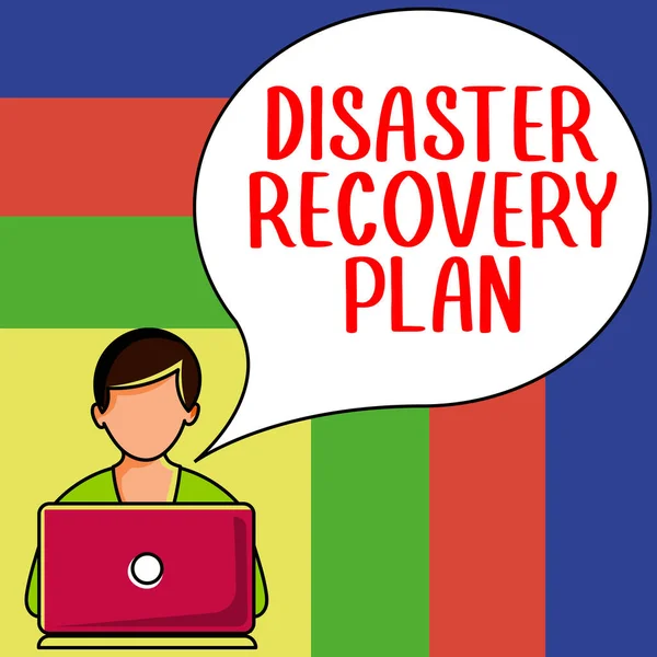 Textschild Mit Dem Plan Zur Wiederherstellung Des Katastrophenschutzes Konzept Mit — Stockfoto