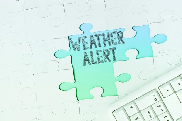 Sign Displaying Weather Alert Word Urgent Warning State Atmosphere Place — 스톡 사진