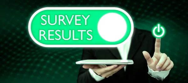 Text Sign Showing Survey Results Internet Concept Result Activity Collects — Stock Photo, Image