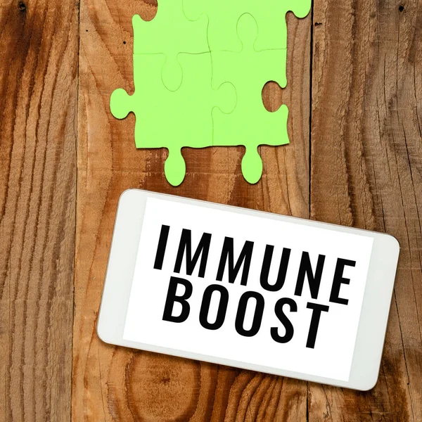 Text caption presenting Immune Boost, Internet Concept being able to resist a particular disease preventing development of pathogens