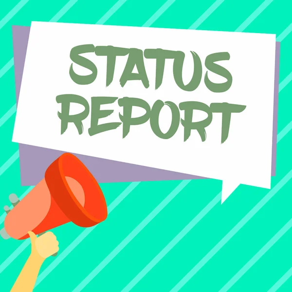 Правообладатель Иллюстрации Status Report Означающей Краткое Изложение Ситуации Определенный Период — стоковое фото