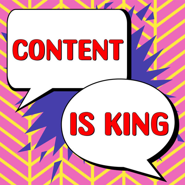 Написание отображения текста Содержание Король, Концепция Интернета Содержание является сердцем современных маркетинговых стратегий