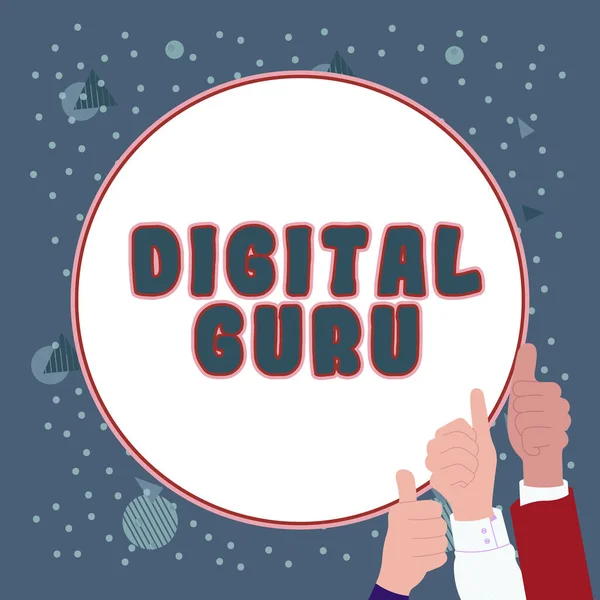 Sign Displaying Digital Guru Internet Concept Teacher Intellectual Guide Matters — Stock Photo, Image