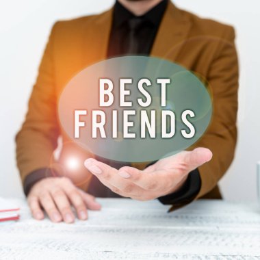 Text caption presenting Best Friends, Word for A person you value above other persons Forever buddies