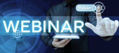Web konferansı üzerinden yürütülen seminer olarak tanımlanan metin Webinar, iş fikri yazılıyor