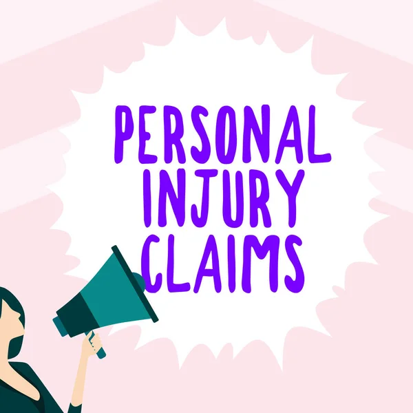 Text showing inspiration Personal Injury Claims, Concept meaning being hurt or injured inside work environment