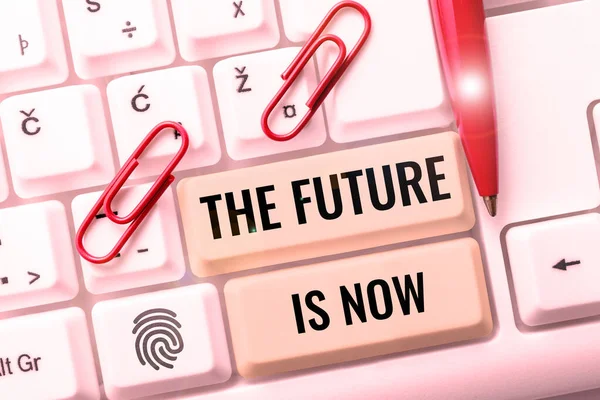 Text Showing Inspiration Future Now Concept Meaning Make Things Now — Foto Stock