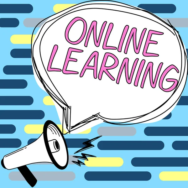 Концептуальная Подпись Online Learning Internet Concept Larning Assistance Internet Computer — стоковое фото