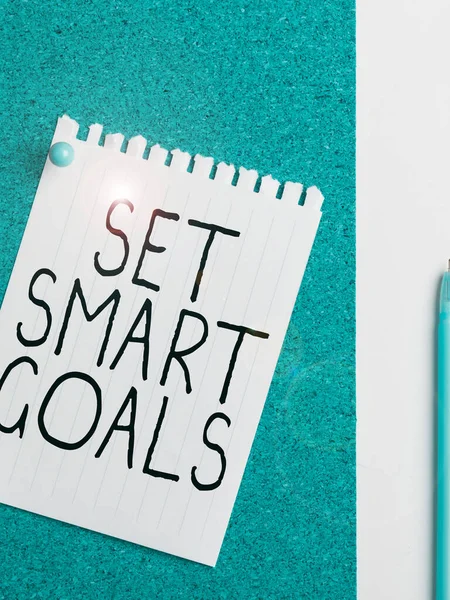 Text Showing Inspiration Set Smart Goals Internet Concept Establish Achievable — Stock Photo, Image