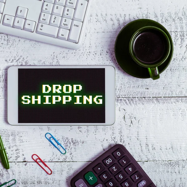Hand Writing Sign Drop Shipping Business Concept Send Goods Manufacturer — Stock Photo, Image