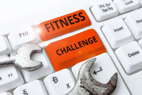Text sign showing Fitness Challenge, Business idea condition of being physically fit and healthy in good way