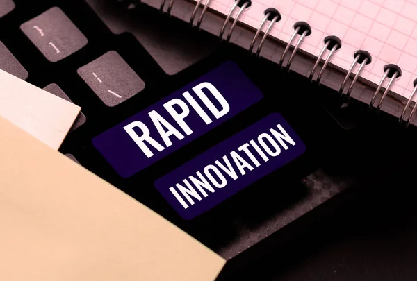 Text Sign Showing Rapid Innovation Business Showcase Characteristic Website Search — Stock fotografie