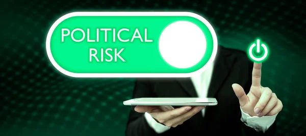 Writing Displaying Text Political Risk Internet Concept Communications Person Who — Stock Photo, Image
