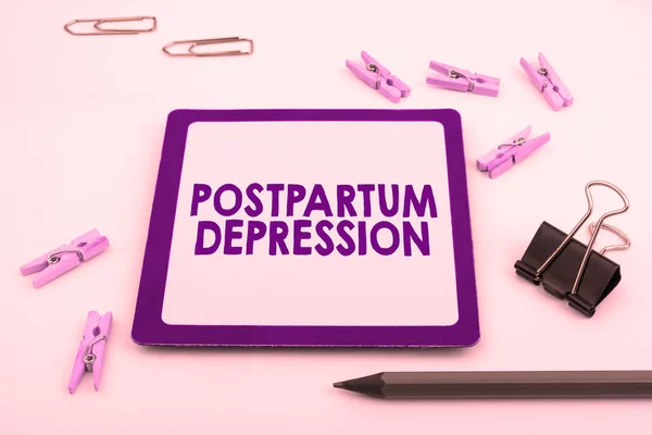 Conceptual caption Postpartum Depression, Internet Concept a mood disorder involving intense depression after giving birth