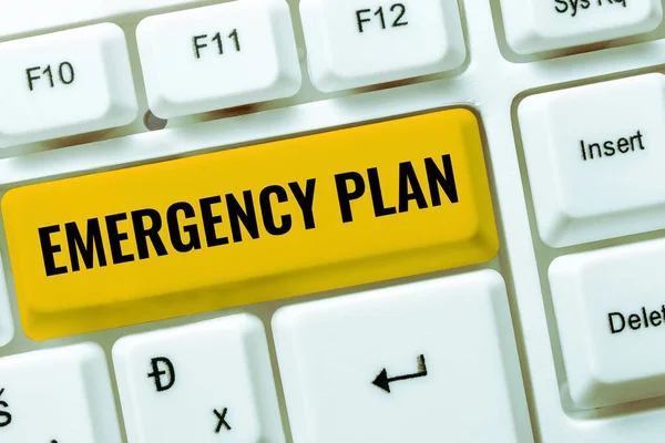 Handwriting text Emergency Plan, Concept meaning Procedures for response to major emergencies Be prepared