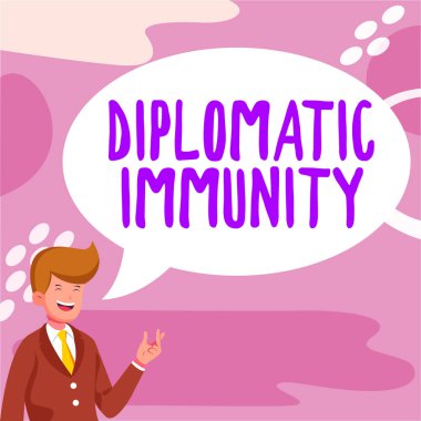 Yabancı diplomatlara çalışmakta oldukları ülkede özel haklar veren diplomatik dokunulmazlık ve iş yaklaşım yasasını gösteren ilhamlar