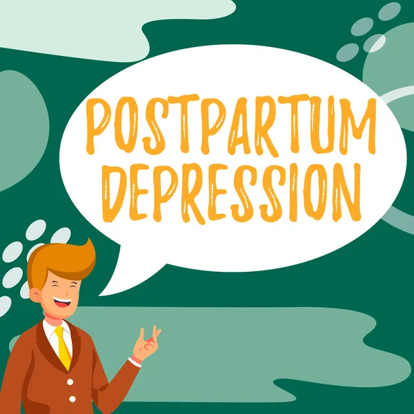 Handwriting text Postpartum Depression, Concept meaning a mood disorder involving intense depression after giving birth