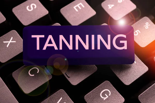 Writing Displaying Text Tanning Conceptual Photo Natural Darkening Scin Tissues — Stock Photo, Image