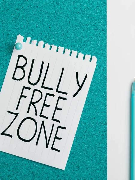 Inspiration Showing Sign Bully Free Zone Internet Concept Respectful Other — Stock Photo, Image
