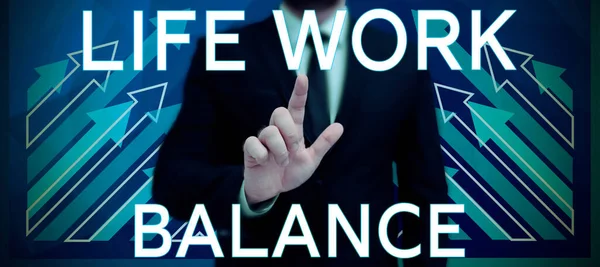 Sign displaying Life Work Balance, Business approach stability person needs between his job and personal time