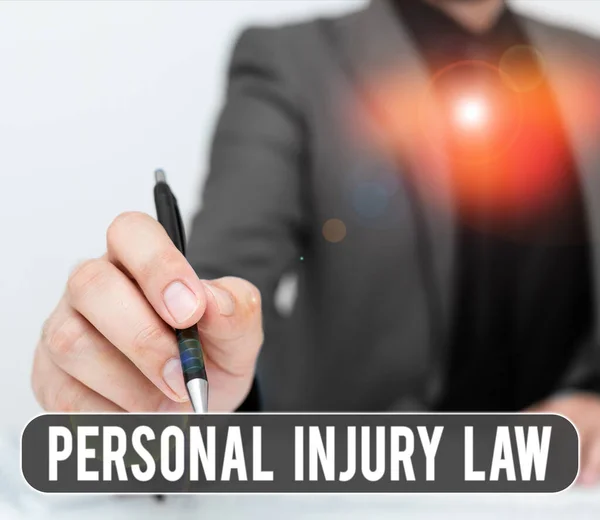 stock image Text caption presenting Personal Injury Law, Conceptual photo being hurt or injured inside work environment