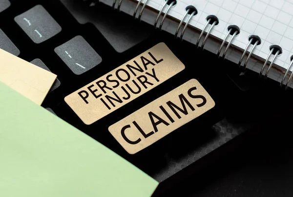 Writing displaying text Personal Injury Claims, Concept meaning being hurt or injured inside work environment