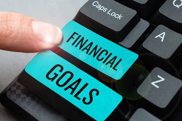 Writing Displaying Text Financial Goals Business Concept Targets Usually Driven — Stock Photo, Image