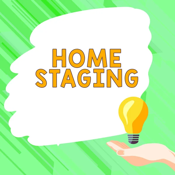 Текстовий Знак Показує Home Staging Концепція Означає Підготовку Приватної Резиденції — стокове фото