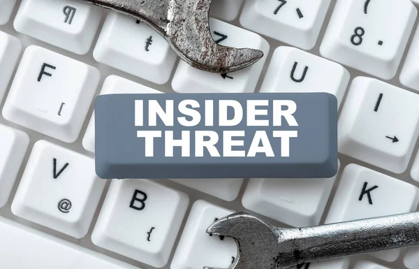 Writing displaying text Insider Threat, Word Written on security threat that originates from within the organization