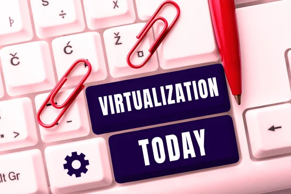 Text Caption Presenting Virtualization Business Showcase Application Virtual Environment Computer — Foto Stock